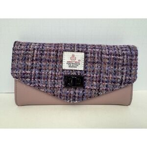 Islander Harris Tweed Purple Clasp Wallet Wool Leather Purse Ladies